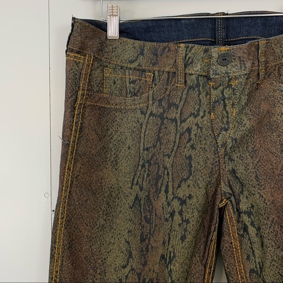Bongo Reversible Jeans Snake Skin Dark Wash Blue Skinny 34 - Picture 2 of 11